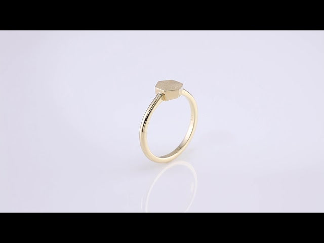 14K Yellow 9.5x8 mm Geometric Signet Ring