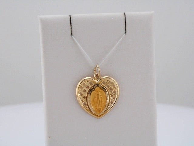 14K Yellow 20x20 mm Heart Miraculous Medal