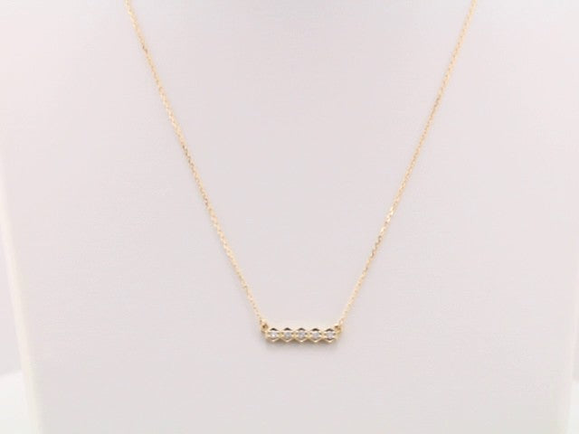 14K Yellow Gold 1/5 CTW Natural Diamond Bar 16-18" Necklace