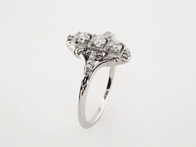 14K White 1/3 CTW Natural Diamond Vintage-Inspired Ring