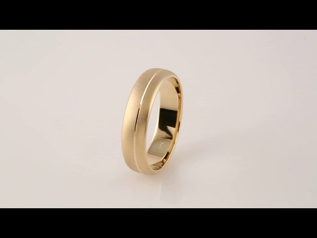 14K Yellow 6 mm Grooved Band with Beadblast Finish Size 7
