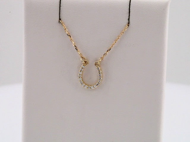 14K Yellow Gold .07 CTW Natural Diamond Horseshoe 16" Necklace