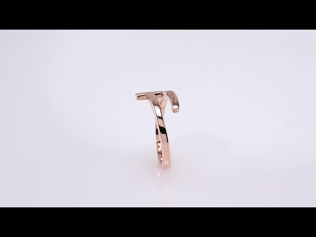 14K Rose Gold Engravable Sideways Cross Ring