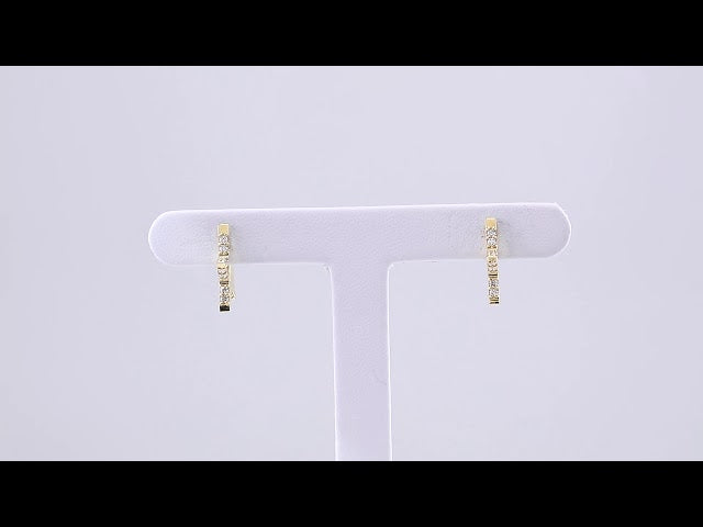 14K Yellow 3/8 CTW Natural Diamond Star Hoop Earrings