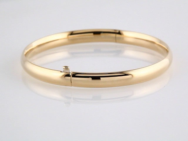 14K Yellow Gold 4 mm Hinged Bangle 7" Bracelet