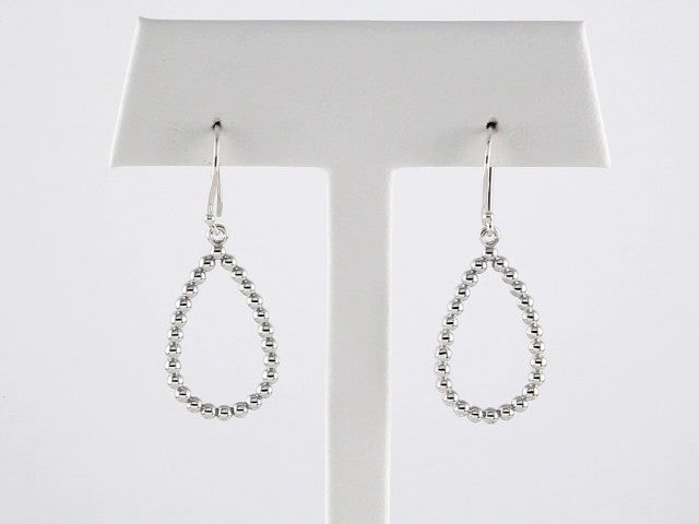 14K White Beaded Teardrop Earrings
