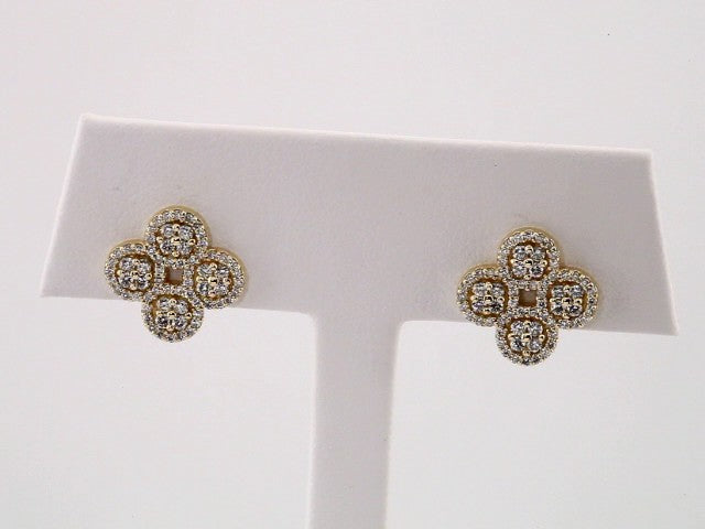 14K Yellow Gold 1/2 CTW Natural Diamond Clover Earrings