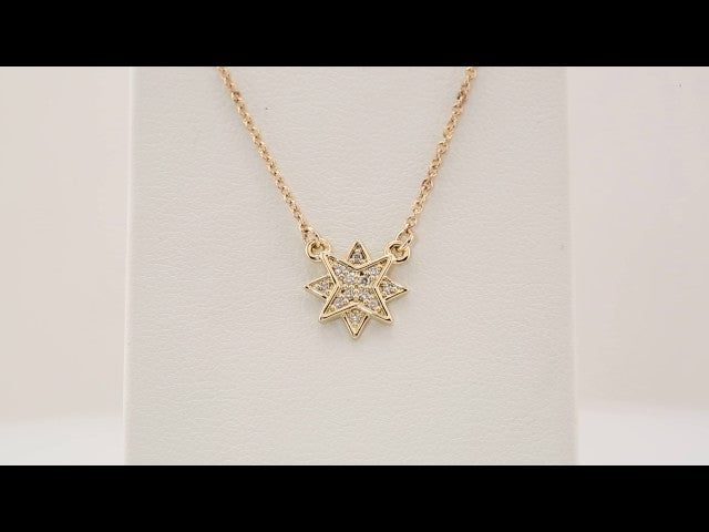 14K Yellow Gold .04 CTW Natural Diamond Star 16-18" Necklace