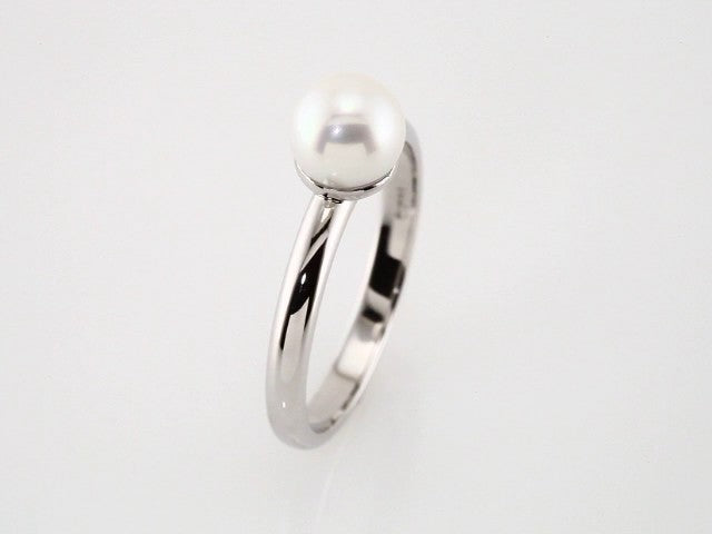 14K White Gold 6.5-7 mm Cultured White Freshwater Pearl Ring