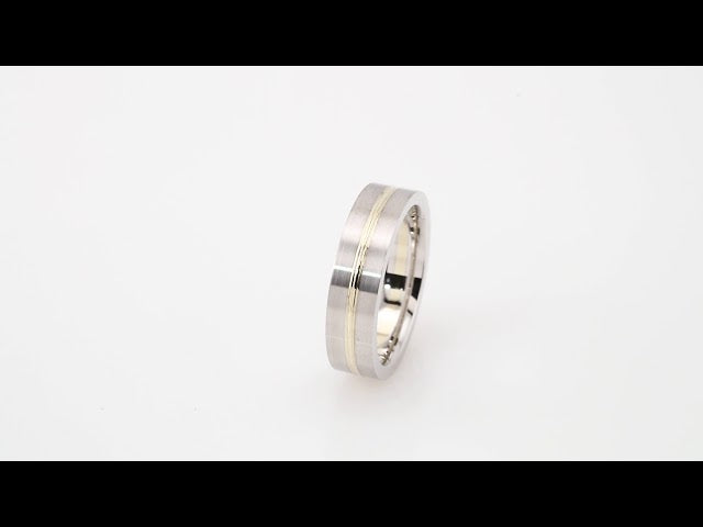 14K White Gold 4.5 mm Grooved Comfort-Fit Flat Band Size 6