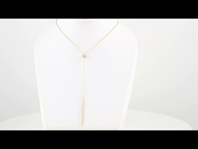 14K Yellow Gold 1/4 CTW Natural Diamond Bar 15-17" Y Necklace