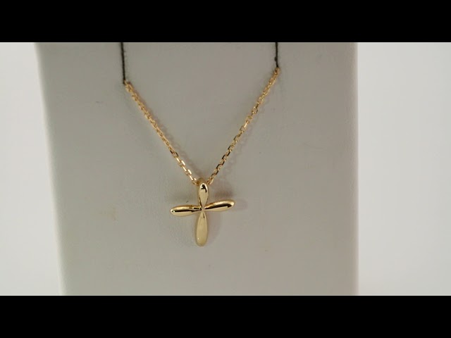 14K Yellow Gold 14.65x11.2 mm Cross 16-18" Necklace