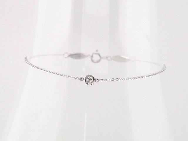 14K White Gold .08 CT Natural Diamond 7" Bracelet