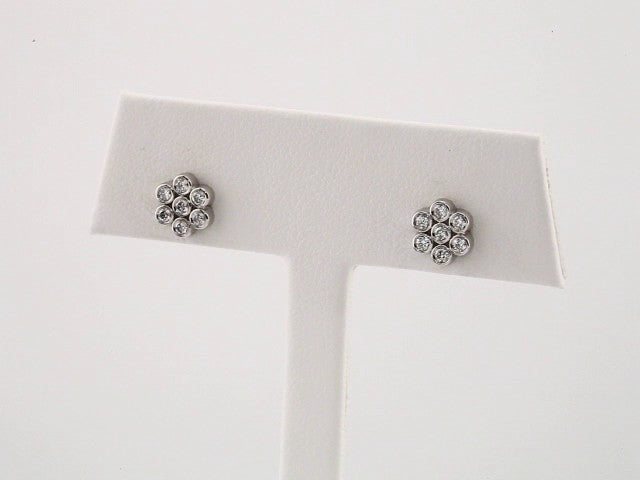 14K White 1/4 CTW Natural Diamond Cluster Earrings