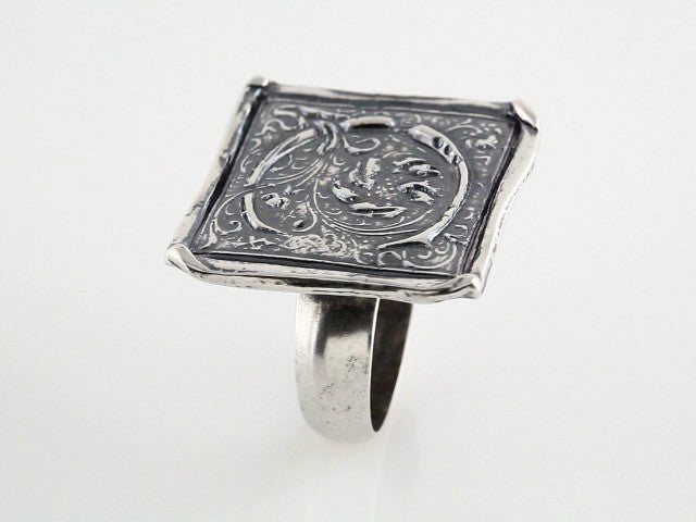 Sterling Silver Posh Mommy® Vintage-Inspired Initial C Ring