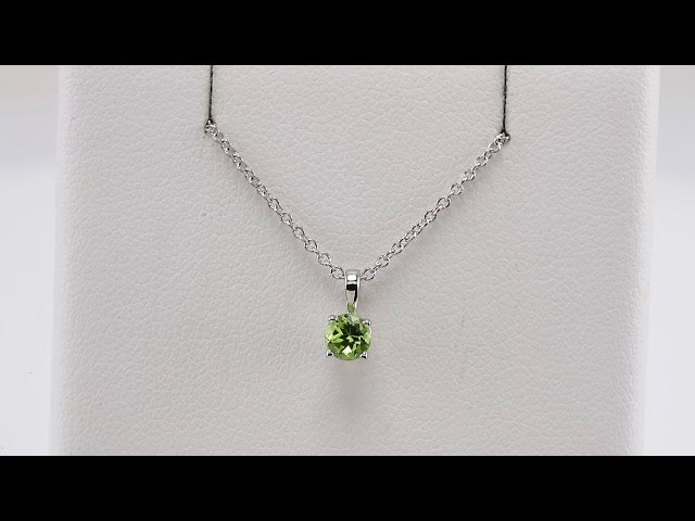 Sterling Silver 5 mm Imitation Peridot 16-18" Necklace