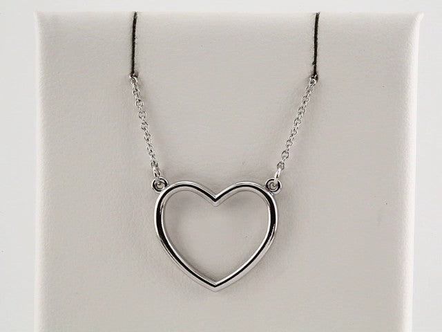 14K White Gold Heart 16" Necklace