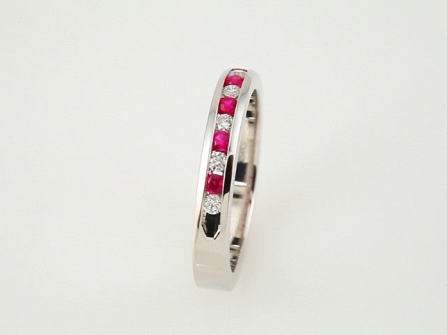 14K White 1/10 CTW Natural Diamond & Natural Ruby Anniversary Band