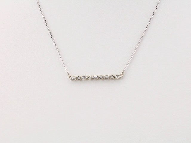 14K White 1/10 CTW Natural Diamond Milgrain Bar 16-18" Necklace