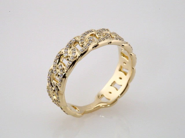 14K Yellow Gold 1/4 CTW Natural Diamond Stackable Link Ring