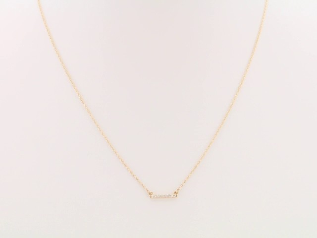 14K Yellow Gold .07 CTW Petite Natural Diamond Bar 16-18" Necklace