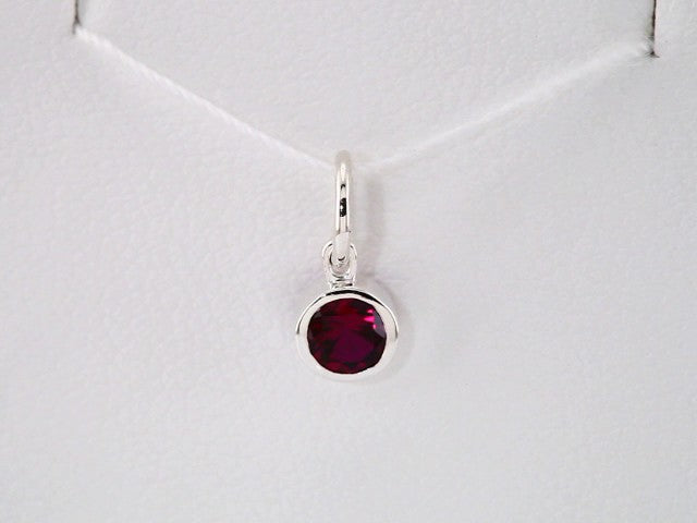14K White Gold Posh Mommy® Imitation Garnet Charm/Pendant