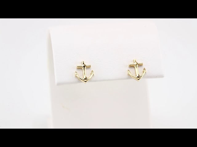 14K Yellow Anchor Earrings