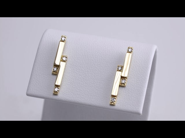 14K Yellow 1/10 CTW Natural Diamond Bar Earrings