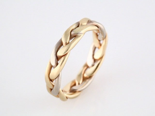14K Yellow/White Gold 4.5 mm Hand-Woven Band Size 9