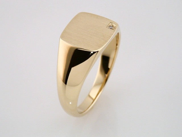 14K Yellow .0075 CT Natural Diamond 12 mm Square Signet Ring