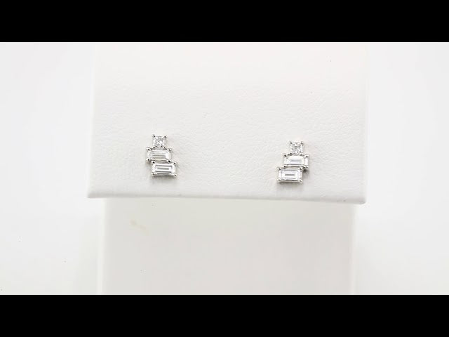 14K White Gold 1/4 CTW Natural Diamond Geometric Cluster Earrings