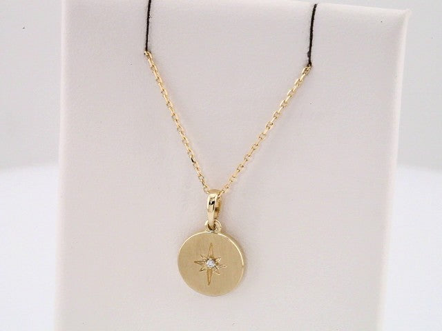 14K Yellow Gold .01 CT Natural Diamond Star 16-18" Necklace