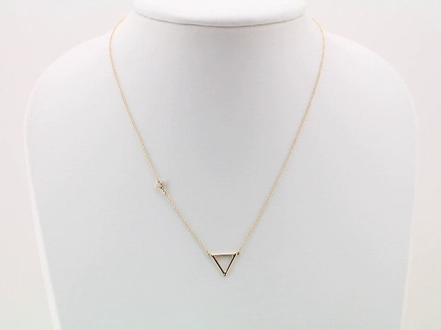 14K Yellow Gold .05 CTW Natural Diamond Triangle 16-18" Necklace