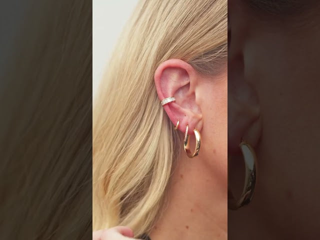 14K Yellow Half-Round Tube 25 mm Hoop Earrings