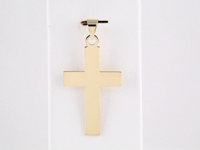 14K Yellow Gold Engravable Cross Pendant
