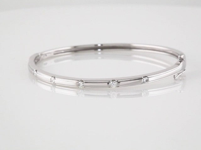 14K White Gold 1/4 CTW Natural Diamond Bangle 6" Bracelet