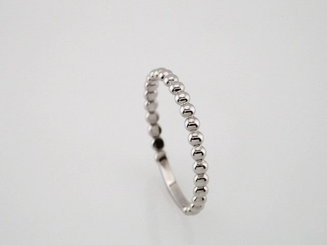 14K White 2 mm Stackable Beaded Ring