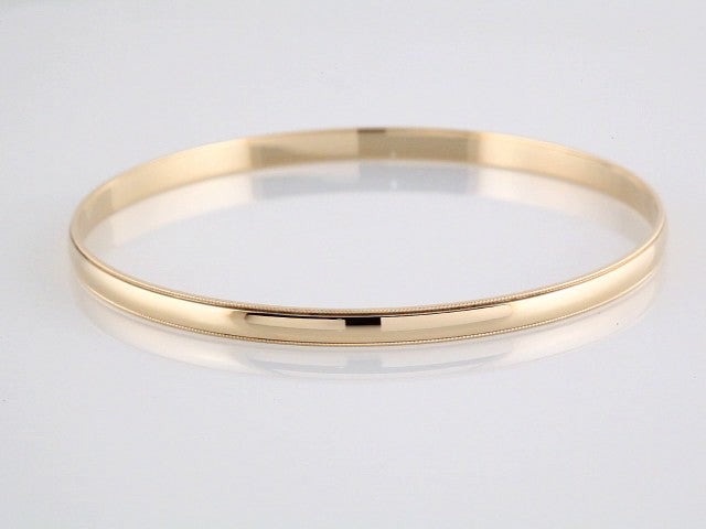14K Yellow 4 mm Milgrain Edge Bangle 7 1/2" Bracelet