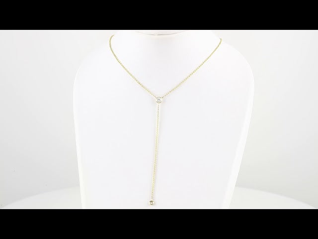 14K Yellow Gold 1/5 CTW Natural Diamond Bar 15-17" Y Necklace