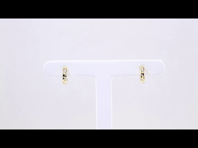 14K Yellow Gold 1/10 CTW Natural Diamond Hoop Earrings