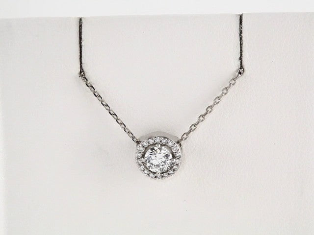 14K White Gold 3/8 CTW Natural Diamond Halo-Style 16" Necklace