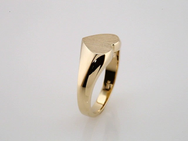 14K Yellow Gold Heart Signet Ring