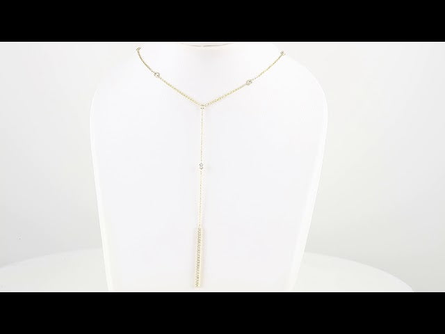 14K Yellow Gold 1/3 CTW Natural Diamond Bar 15-17" Y Necklace