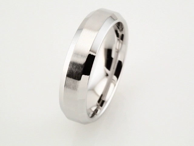 10K White Gold 6 mm Beveled-Edge Band with Satin Finish Size 13