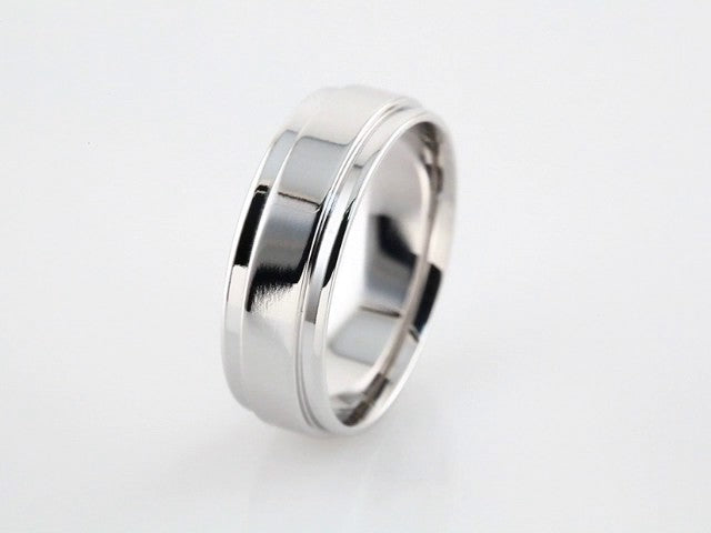 14K White Gold Inlay 6 mm Comfort-Fit Flat Band Size 8