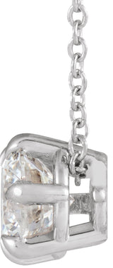 14K White 3/4 CT Natural Diamond Solitaire 16-18" Necklace