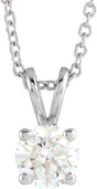 14K White  5/8 CT Lab-Grown Diamond Solitaire 16-18" Necklace