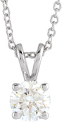 14K White Gold  5/8 CT Lab-Grown Diamond Solitaire 16-18" Necklace