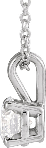 14K White Gold  5/8 CT Lab-Grown Diamond Solitaire 16-18" Necklace
