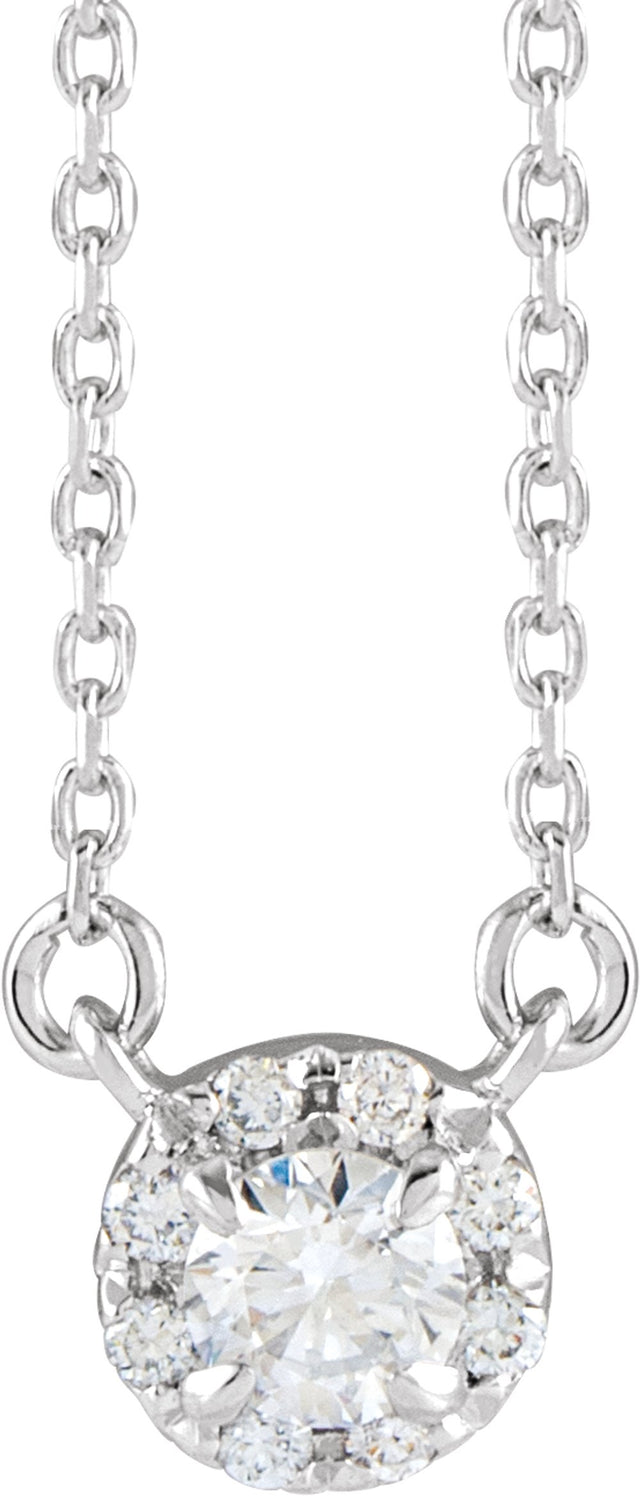 14K White Gold 1/5 CTW Lab-Grown Diamond French-Set 16-18" Necklace